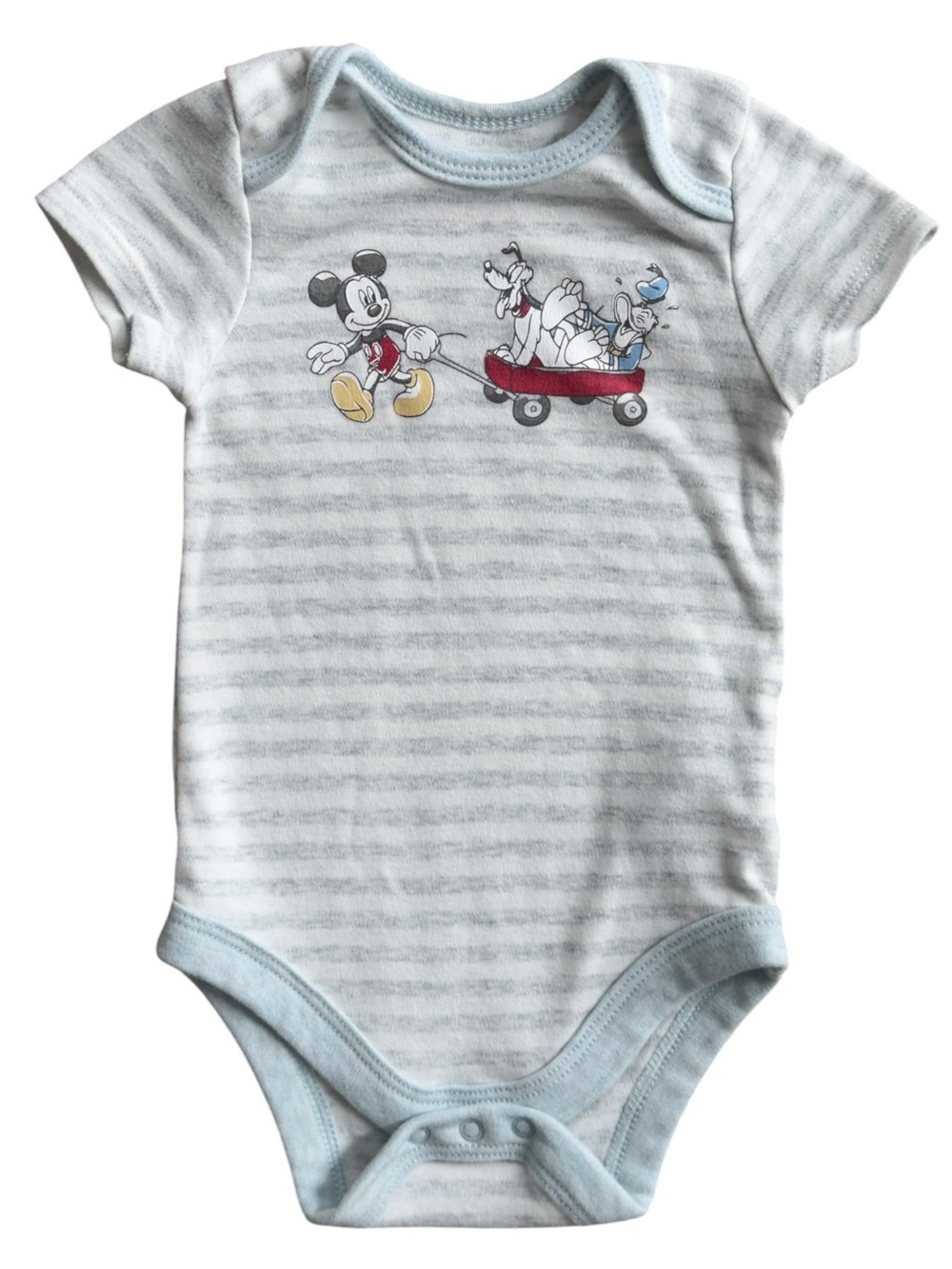 Disney Baby Mickey Mouse Pluto Striped Short Sleeve Onesie Bodysuit. 3-6 Months.